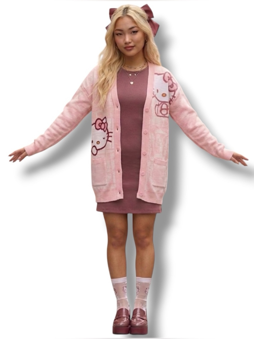 Sanrio Hello Kitty Pink Grid Cardigan